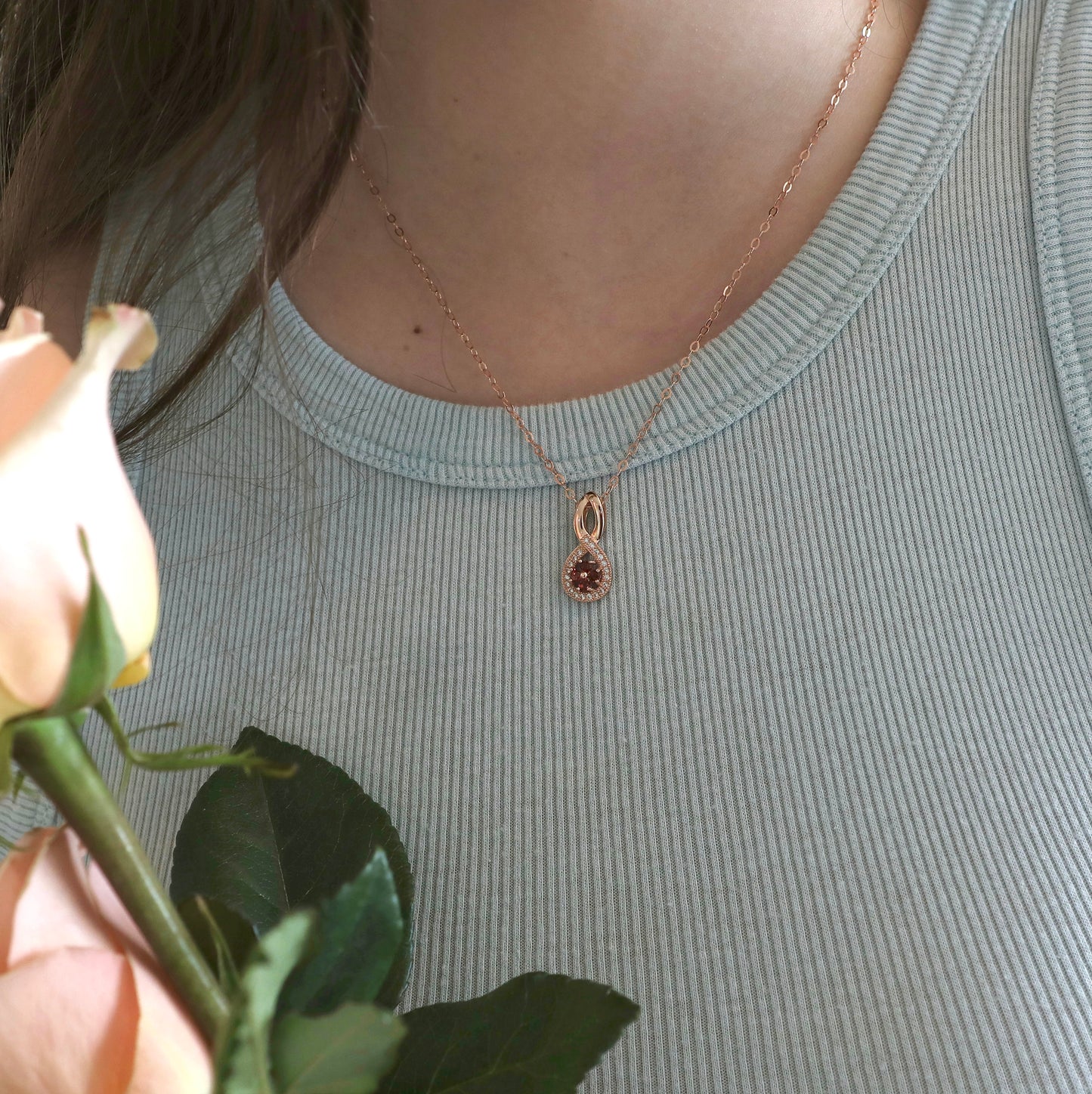 Rose Gold Flower Petal Necklace