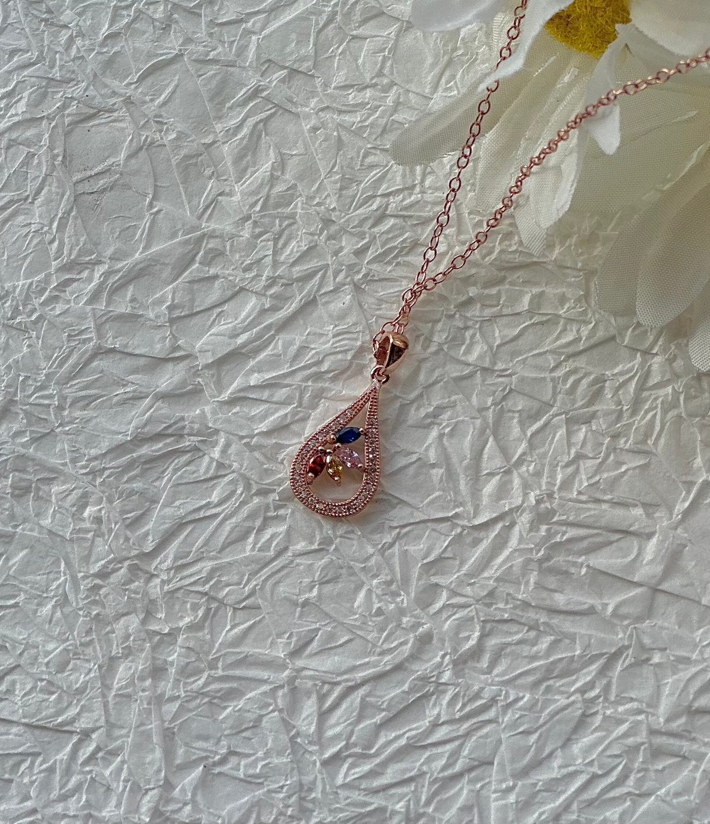 Rose Gold Flower Petal Necklace