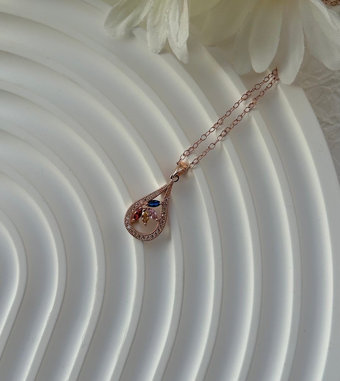 Rose Gold Flower Petal Necklace
