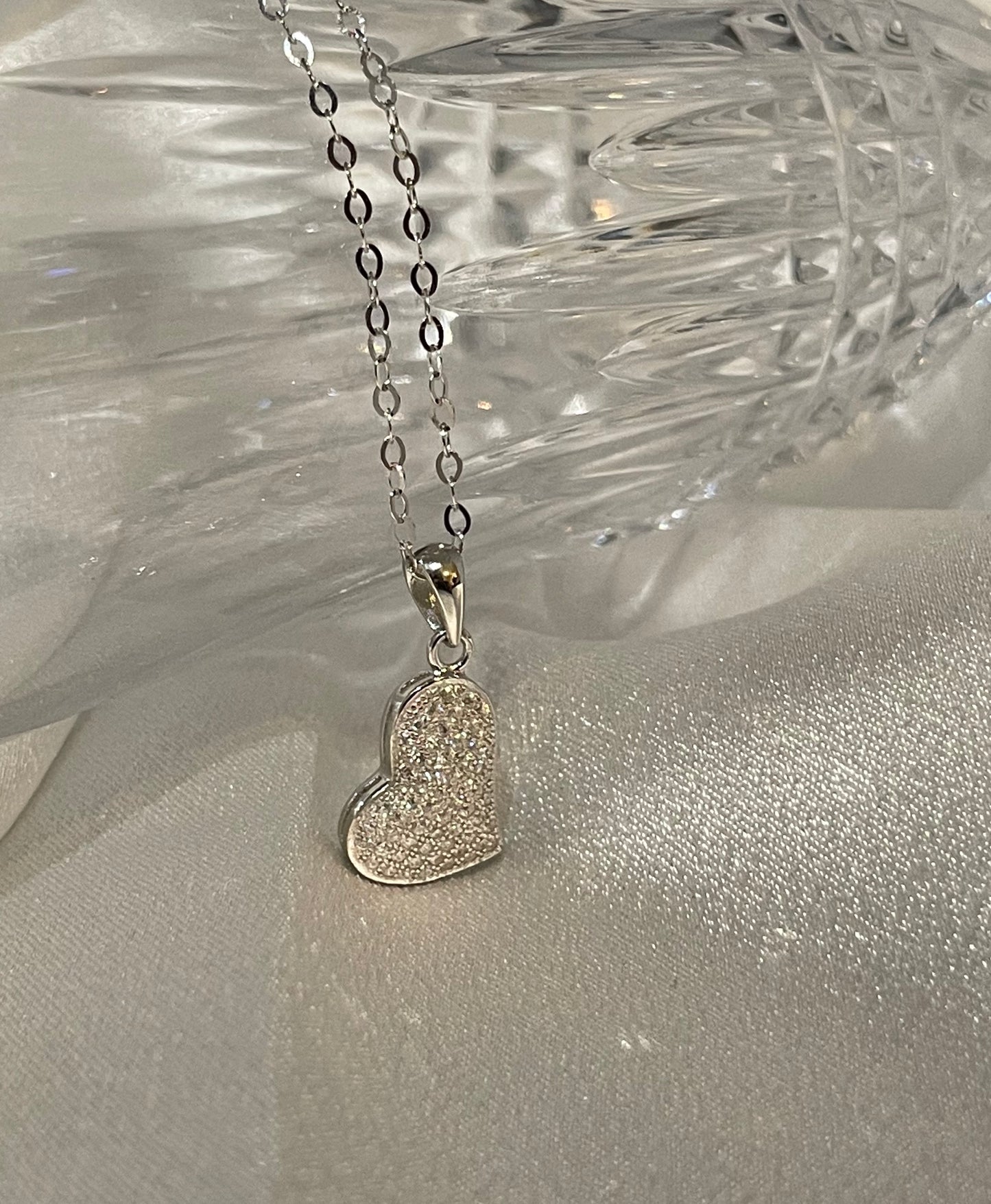 Sparkle Heart Necklace-Silver